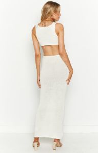 Dalaney Cream Knitted Ring Midi Dress sold by Beginning Boutique