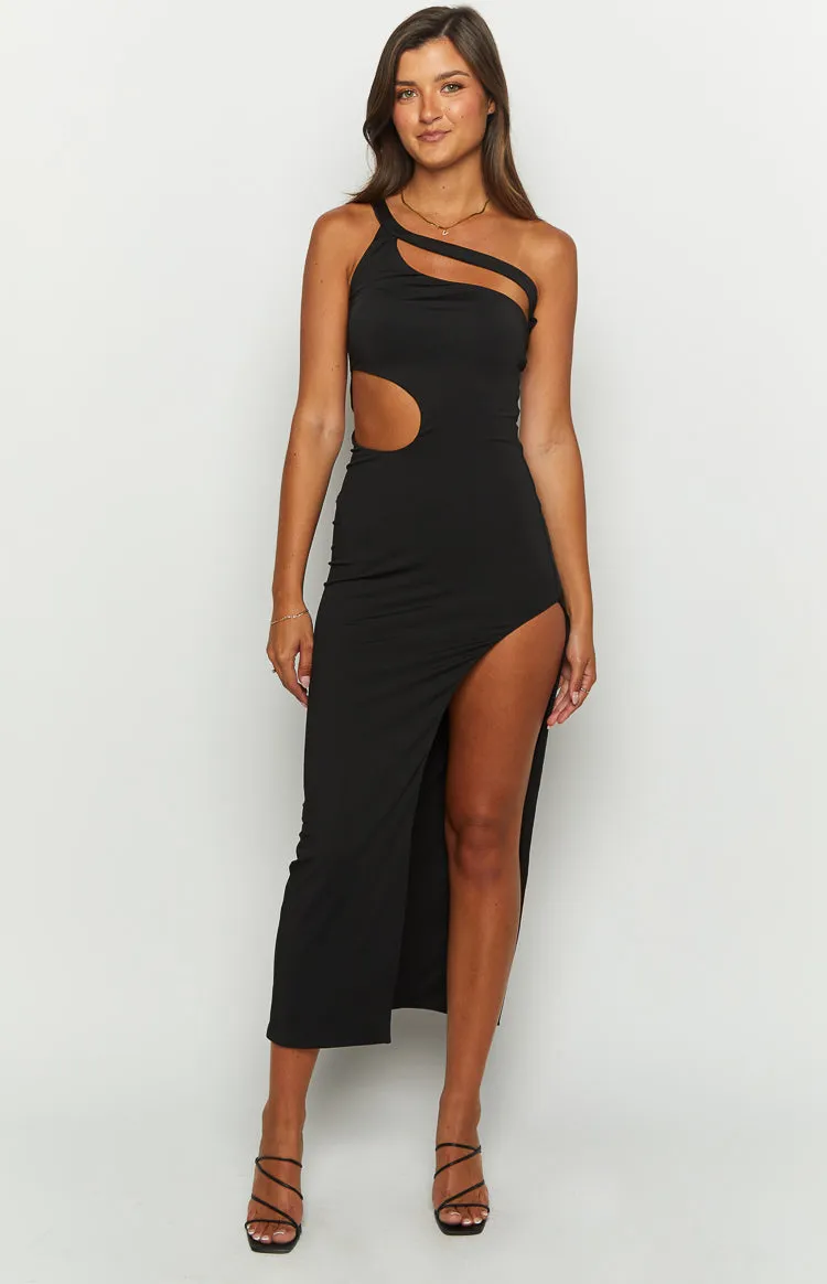 Natalia Black One Shoulder Midi Dress sold by Beginning Boutique product image thumbnail 3