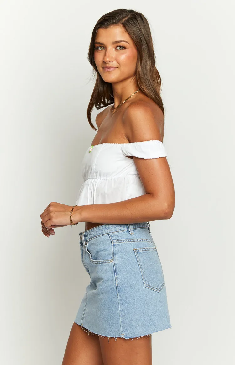 Dandi White Off The Shoulder Crop Top sold by Beginning Boutique product image thumbnail 3
