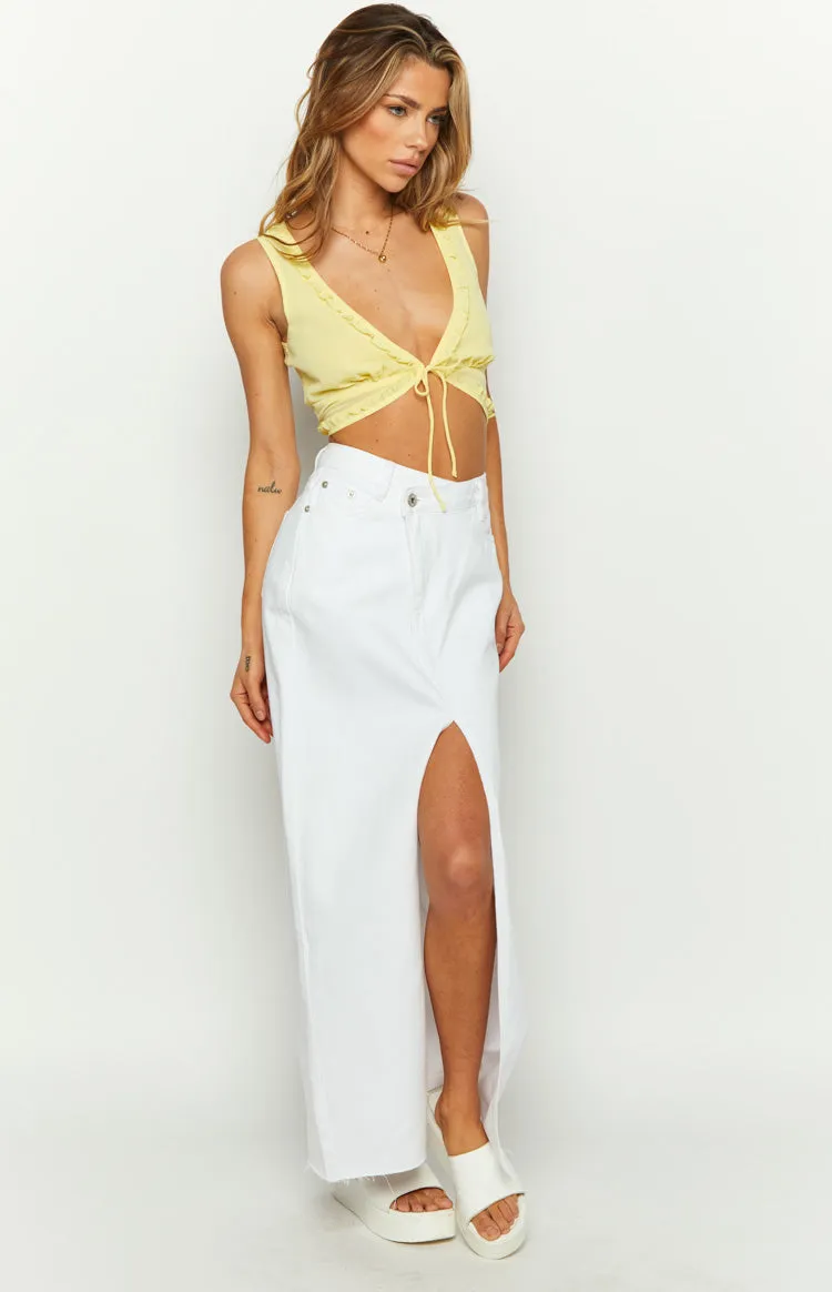 Shaylan White Denim Maxi Skirt sold by Beginning Boutique product image thumbnail 4