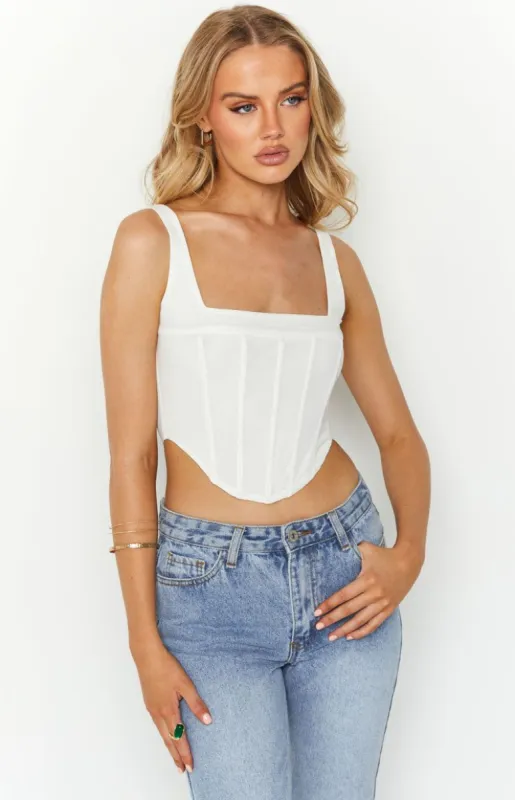 Felicity White Corset Top sold by Beginning Boutique