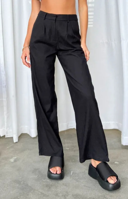 Summer Days Black Linen Blend Pants sold by Beginning Boutique