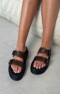 Dr. Martens Myles Slide Sandal Dark Brown sold by Beginning Boutique