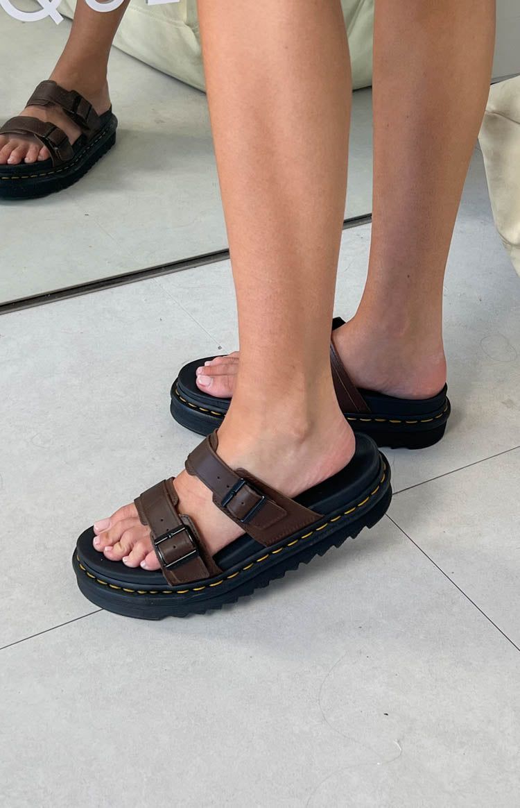 Dr. Martens Myles Slide Sandal Dark Brown sold by Beginning Boutique