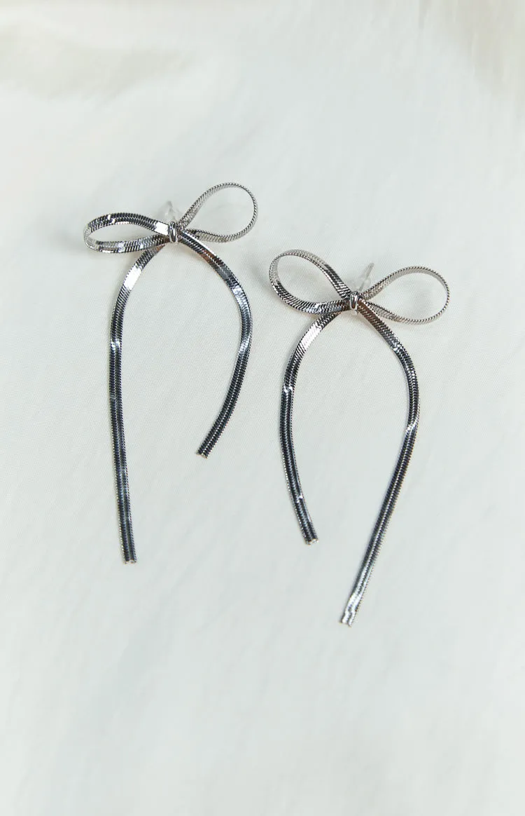 Zenith Silver Bow Earrings sold by Beginning Boutique product image thumbnail 2