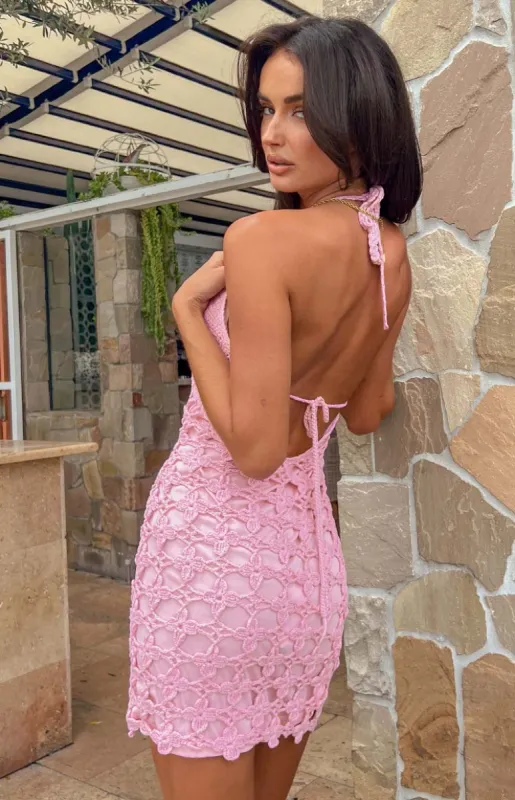Tyler Pink Knit Mini Dress sold by Beginning Boutique