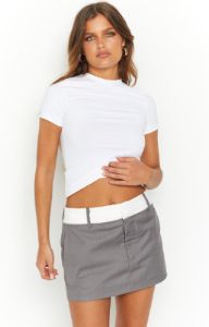 Skylynn Grey Mini Skirt sold by Beginning Boutique