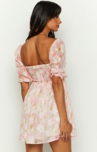 Rubi Pink Floral Babydoll Mini Dress sold by Beginning Boutique