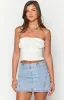 Cherise White Strapless Crop Top sold by Beginning Boutique