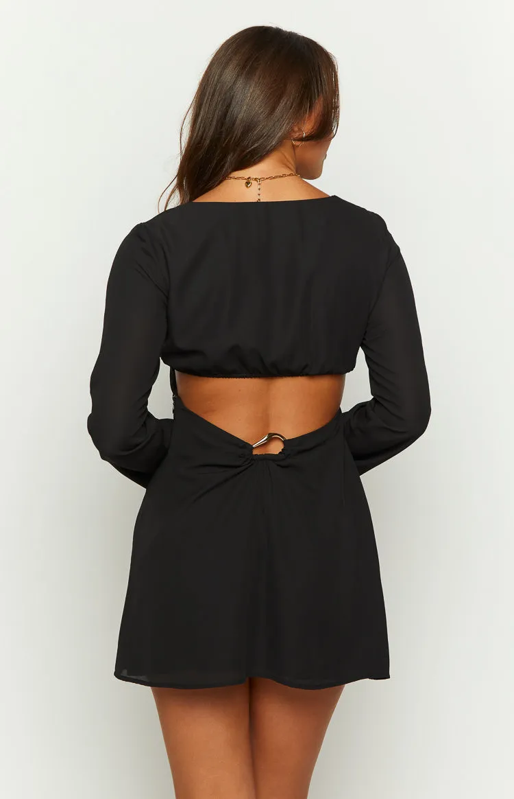 Rowan Long Sleeve Black Mini Dress sold by Beginning Boutique product image thumbnail 5