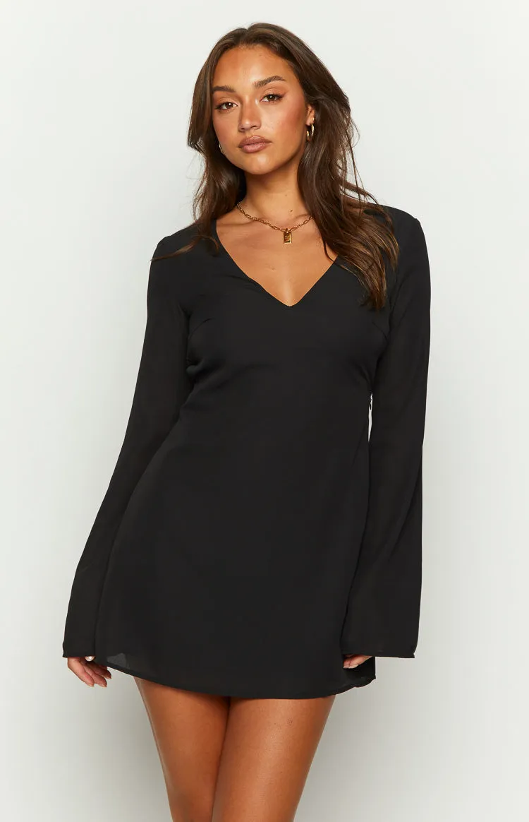 Rowan Long Sleeve Black Mini Dress sold by Beginning Boutique product image thumbnail 4