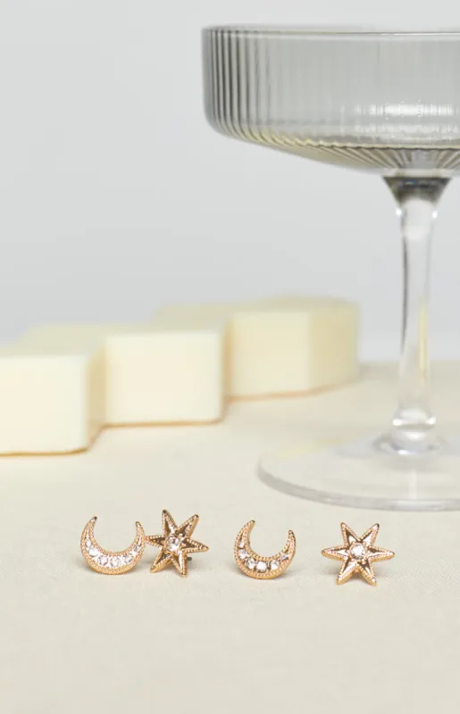 Eclat Stars and Moons Earring Set sold by Beginning Boutique