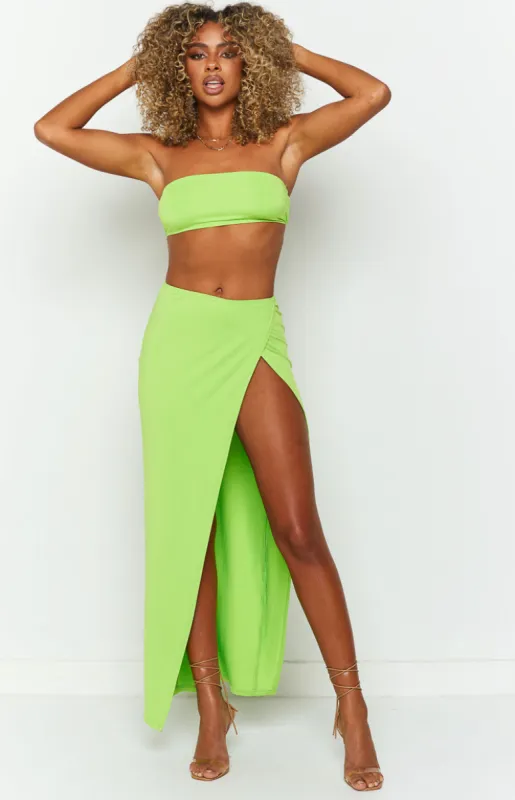 Murphy Lime Midi Skirt sold by Beginning Boutique