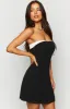Alina Black Strapless Chiffon Mini Dress sold by Beginning Boutique