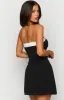 Alina Black Strapless Chiffon Mini Dress sold by Beginning Boutique