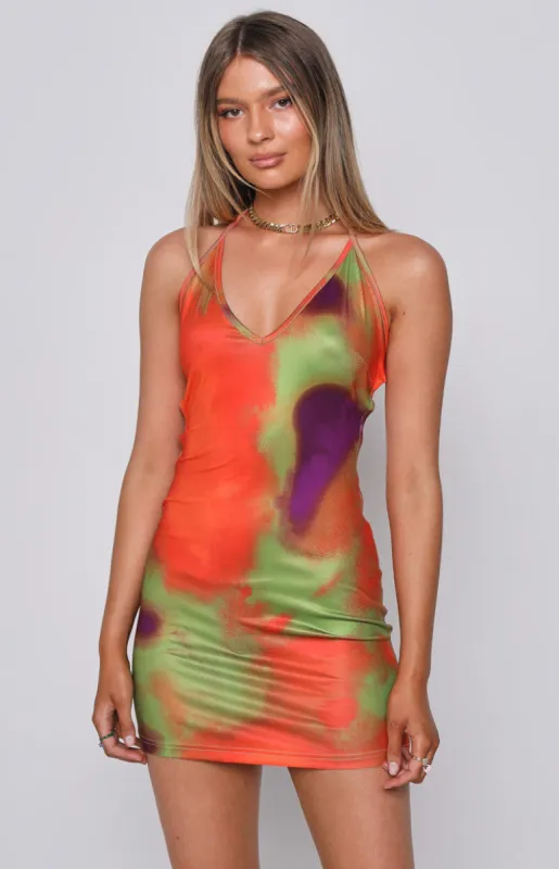 Woodstock Festival Halter Dress Orange sold by Beginning Boutique