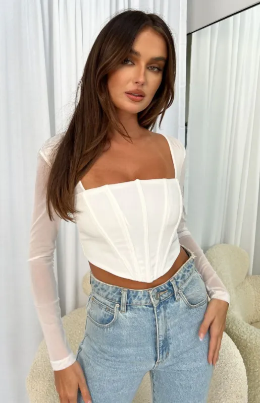 Parisian White Corset Top sold by Beginning Boutique