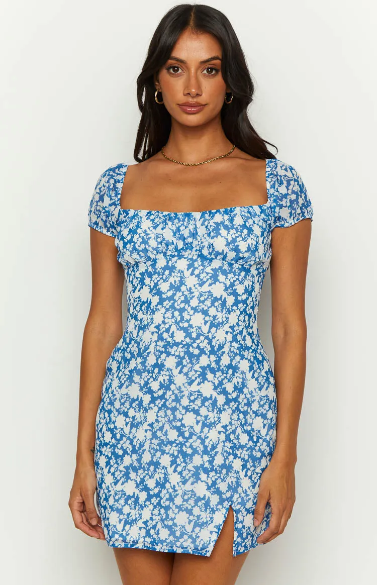 Love & Lust Blue Floral Mini Dress sold by Beginning Boutique product image thumbnail 3