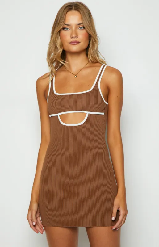 Clarity Brown Knit Mini dress sold by Beginning Boutique