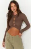 Camie Mocha Long Sleeve Rib Top sold by Beginning Boutique
