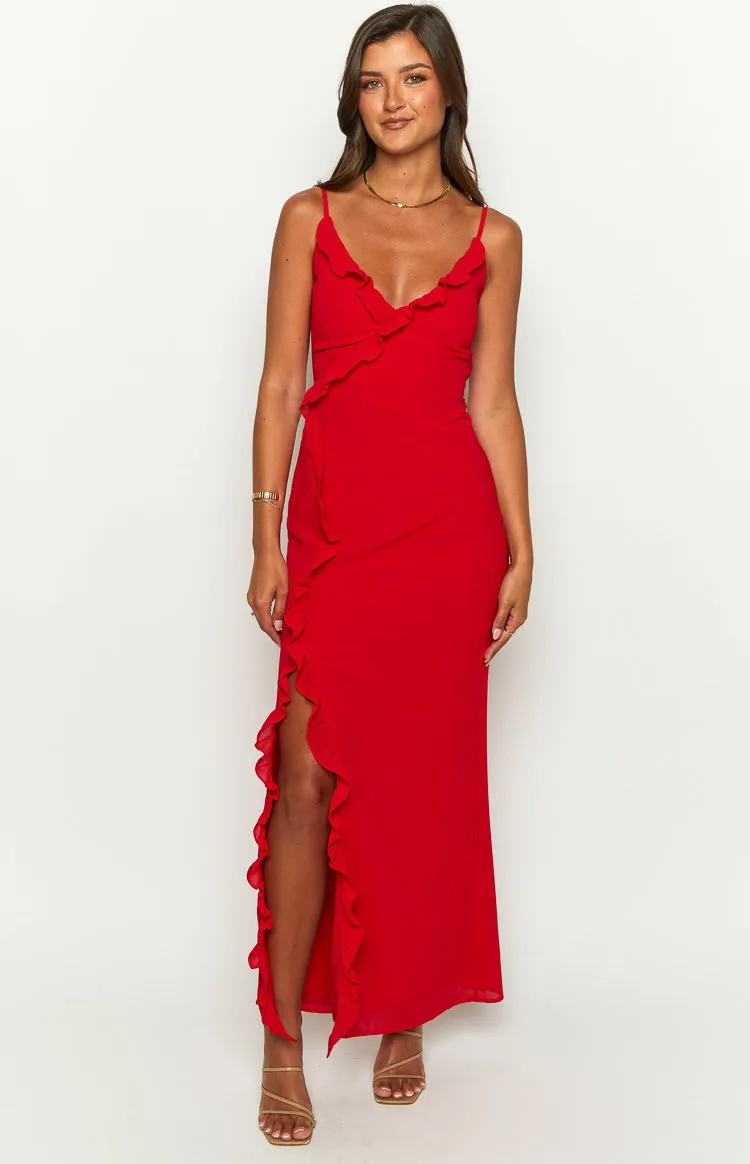 Nahanee Red Ruffle Maxi Dress sold by Beginning Boutique product image thumbnail 2
