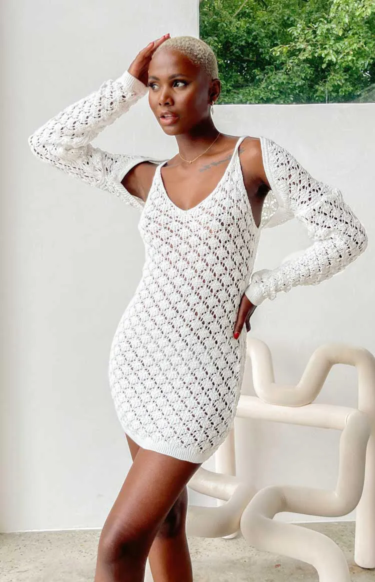 Courtney White Knit Mini Dress sold by Beginning Boutique product image thumbnail 2