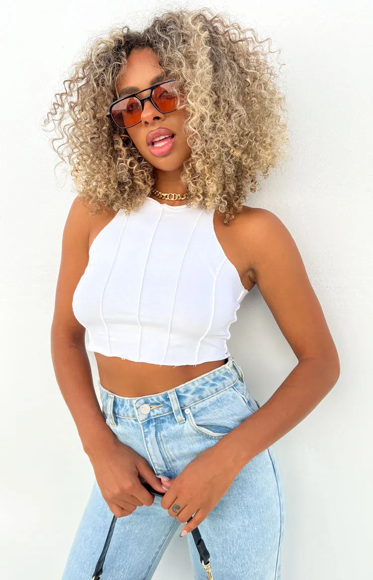 Vance White Seamed Racer Tank sold by Beginning Boutique product image thumbnail 3