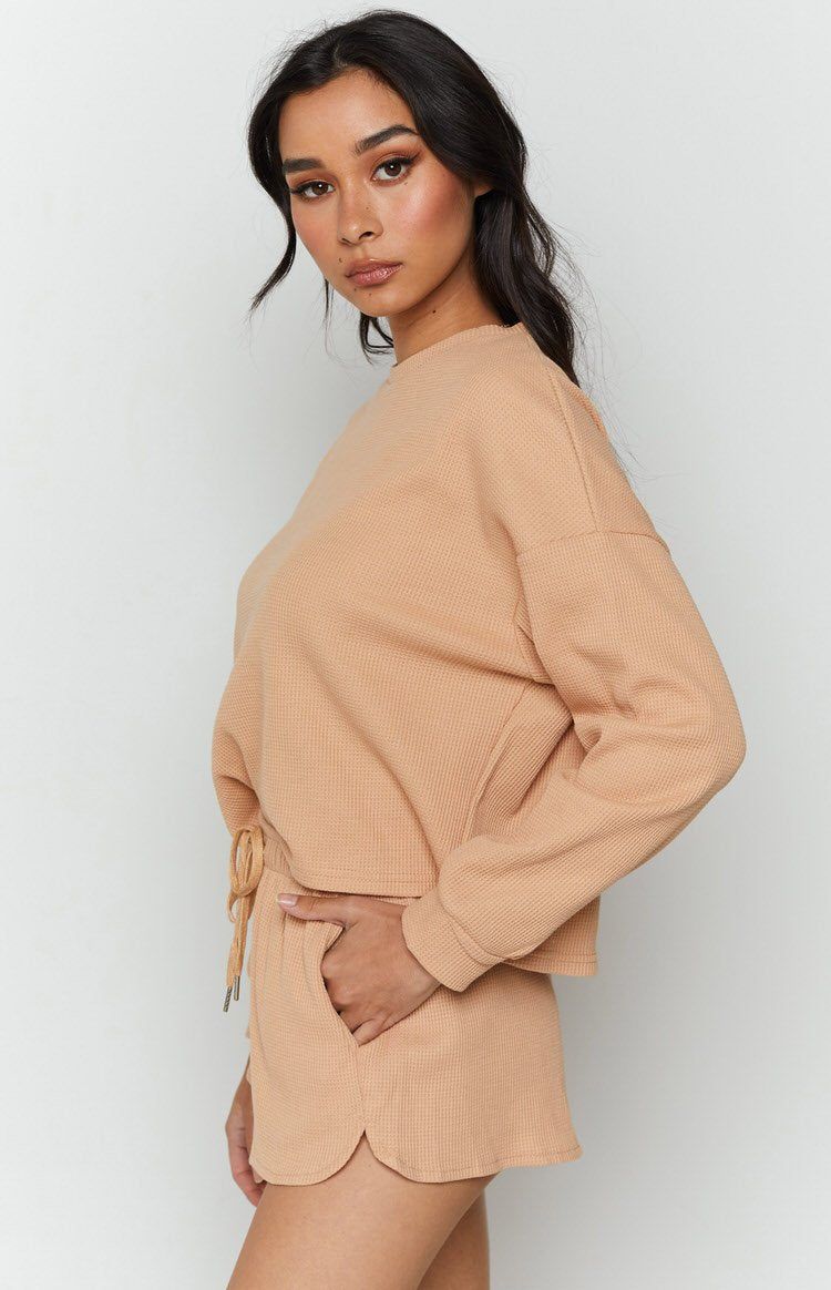 Steph Long Sleeve Waffle Top Tan sold by Beginning Boutique product image thumbnail 5