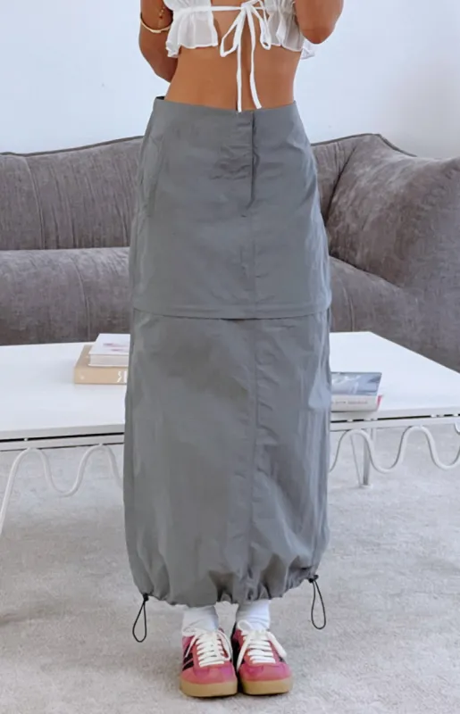 Astin Grey Cargo Midi Skirt sold by Beginning Boutique