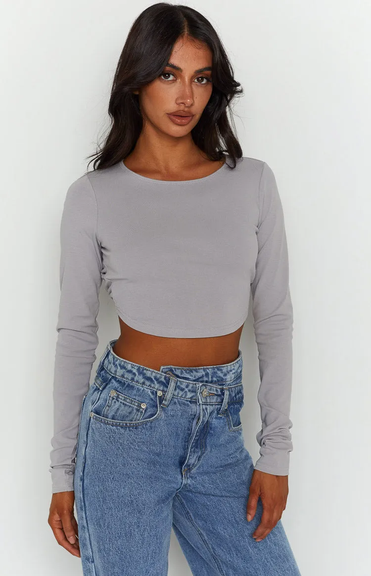 Milja Grey Open Back Top sold by Beginning Boutique