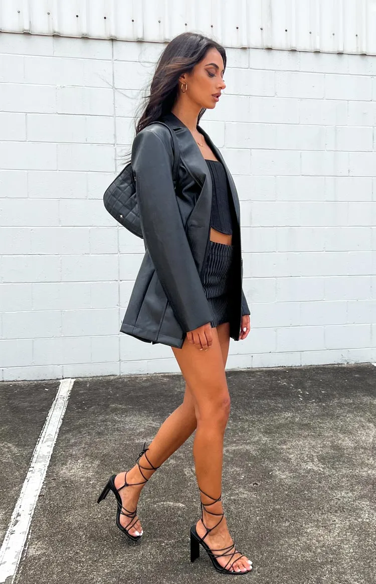 Galantis Black PU Blazer sold by Beginning Boutique product image thumbnail 3