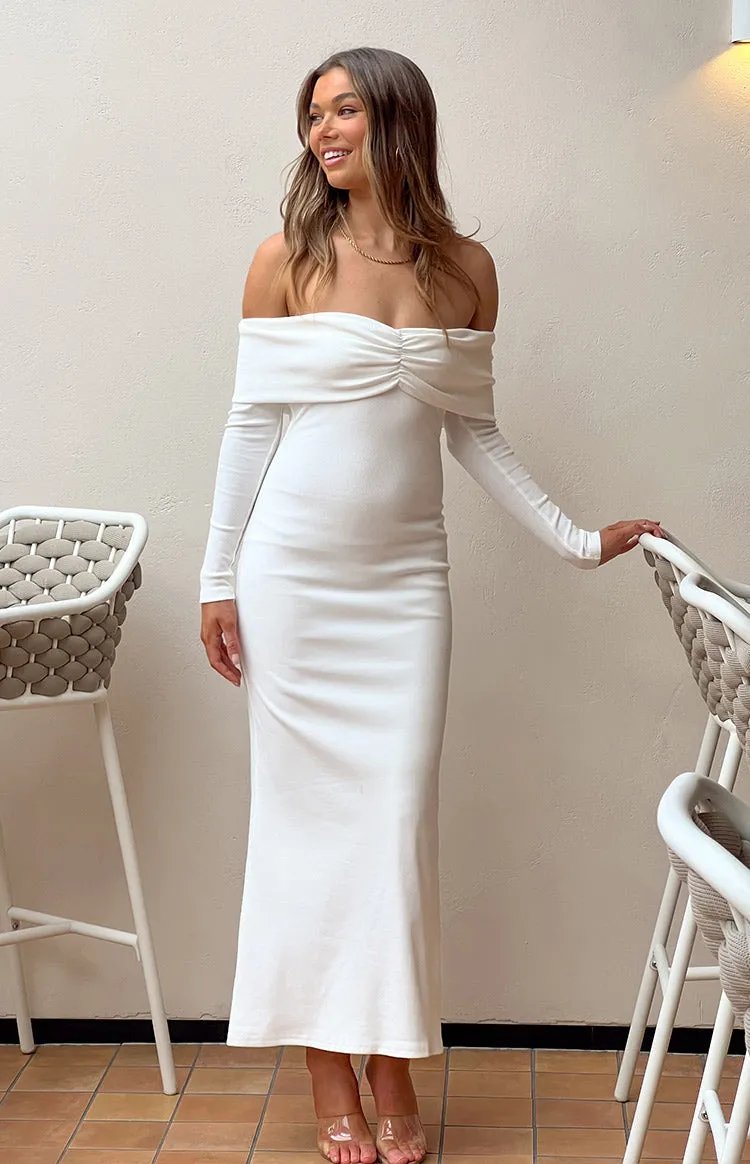 Tuesday White Long Sleeve Maxi Dress sold by Beginning Boutique