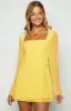 Lucy Yellow Long Sleeve Mini Dress sold by Beginning Boutique