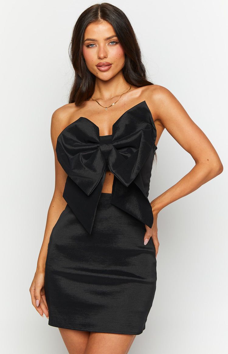 Nadia Black Bow Mini Dress sold by Beginning Boutique product image thumbnail 3