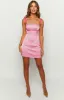 California Pink Satin Contrast Mini Dress sold by Beginning Boutique