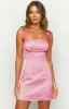 California Pink Satin Contrast Mini Dress sold by Beginning Boutique