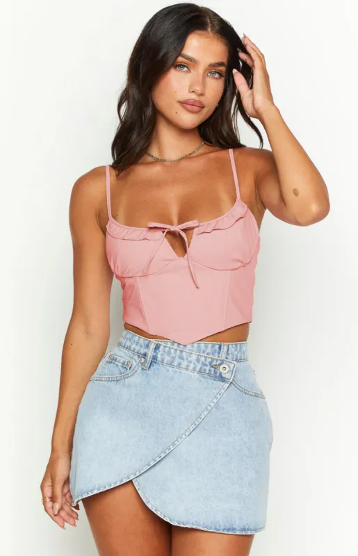 Aria Pink Corset Top sold by Beginning Boutique