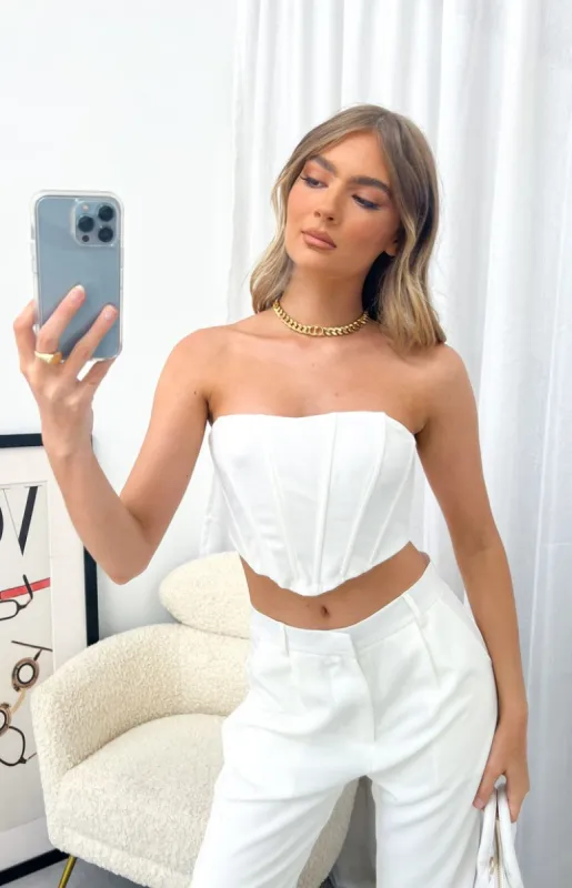 Amy White Corset Top sold by Beginning Boutique