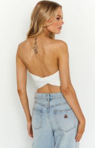 Kayla White Strapless Knit Top sold by Beginning Boutique