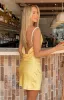 Tira Yellow Satin Mini Dress sold by Beginning Boutique