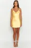 Tira Yellow Satin Mini Dress sold by Beginning Boutique