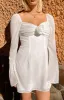Kadence White Chiffon Long Sleeve Mini Dress sold by Beginning Boutique