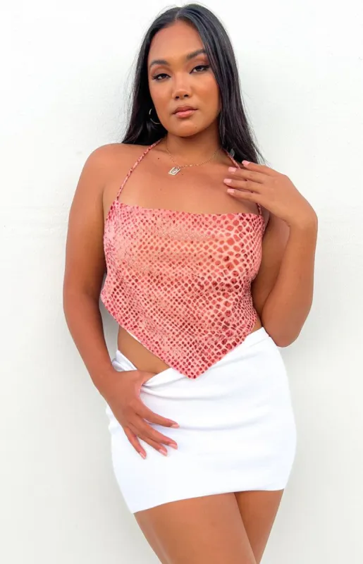 Lizzie Pink Print Cowl Neck Top sold by Beginning Boutique