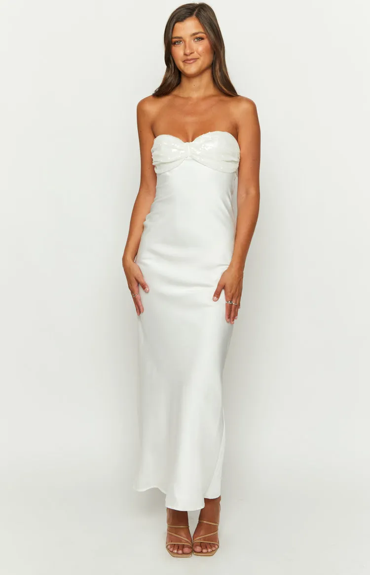 Ashley White Sequin Formal Maxi Dress sold by Beginning Boutique product image thumbnail 3