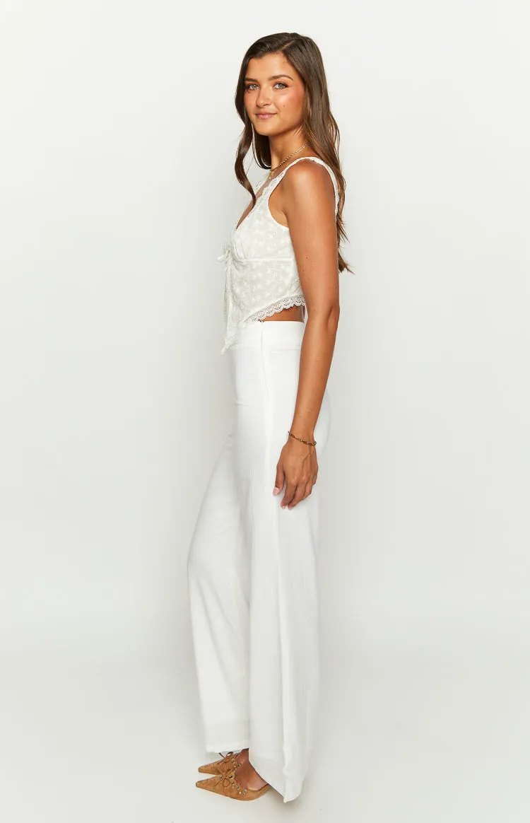 Mykonos White Linen Blend Pants sold by Beginning Boutique product image thumbnail 4