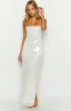 Manhattan White Sequin Slip Maxi Formal Dress sold by Beginning Boutique