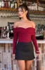 Ari Red Off Shoulder Bodysuit sold by Beginning Boutique