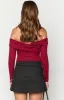 Ari Red Off Shoulder Bodysuit sold by Beginning Boutique