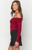 Ari Red Off Shoulder Bodysuit sold by Beginning Boutique