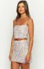 Milliana Painted Floral Pink Mini Skirt sold by Beginning Boutique